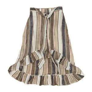Blue Island NWT Womens Ruffle Hem Wrap Skirt Size Small Brown Stripe